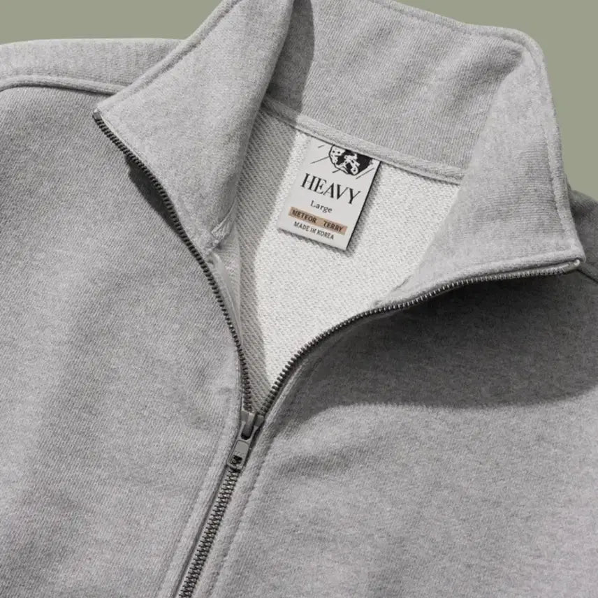 [BUNJANG] Feeple Flow Meteor High Neck Sweat Full Zip-up (Black/Gray) / 페플 플로우 메테오 하이넥 스웨트 풀집업 (블랙 / 그레이)
