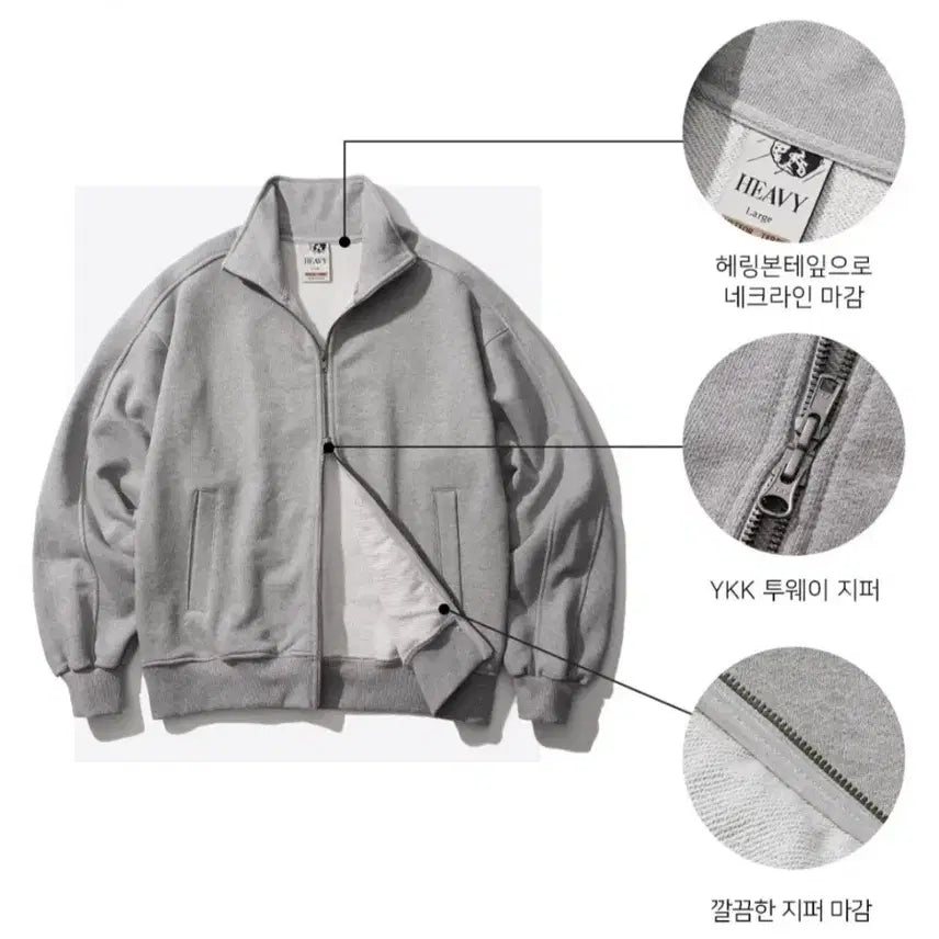 [BUNJANG] Feeple Flow Meteor High Neck Sweat Full Zip-up (Black/Gray) / 페플 플로우 메테오 하이넥 스웨트 풀집업 (블랙 / 그레이)