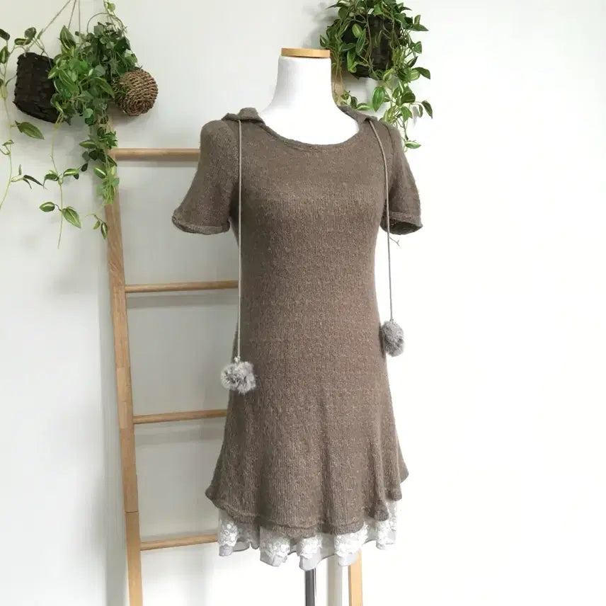 [BUNJANG] Brown Layered Mori Girl Dress / JPN/ 브라운원피스 레이어드원피스 모리걸원피스 폼폼원피스