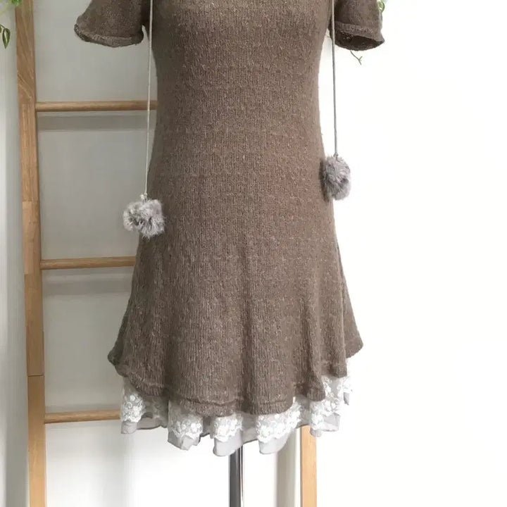 [BUNJANG] Brown Layered Mori Girl Dress / JPN/ 브라운원피스 레이어드원피스 모리걸원피스 폼폼원피스