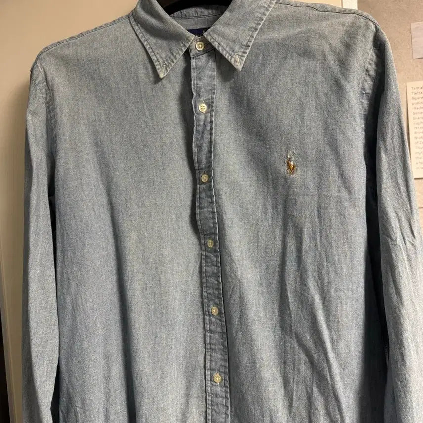 [BUNJANG] Polo Chambray Shirt Light Blue (Size L) / [L] 폴로 샴브레이 슬림핏 셔츠 연청 새상품