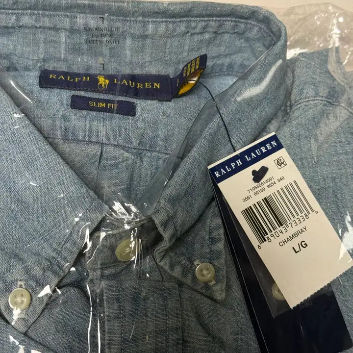[BUNJANG] Polo Chambray Shirt Light Blue (Size L) / [L] 폴로 샴브레이 슬림핏 셔츠 연청 새상품