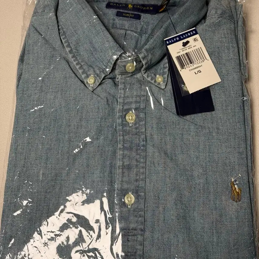[BUNJANG] Polo Chambray Shirt Light Blue (Size L) / [L] 폴로 샴브레이 셔츠 연청 새상품