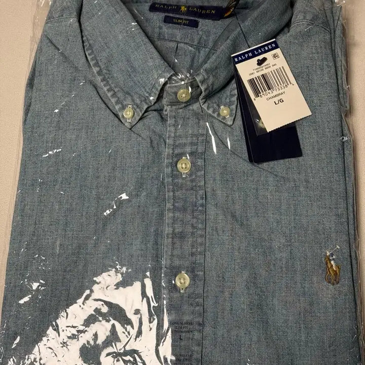 [BUNJANG] Polo Chambray Shirt Light Blue (Size L) / [L] 폴로 샴브레이 셔츠 연청 새상품
