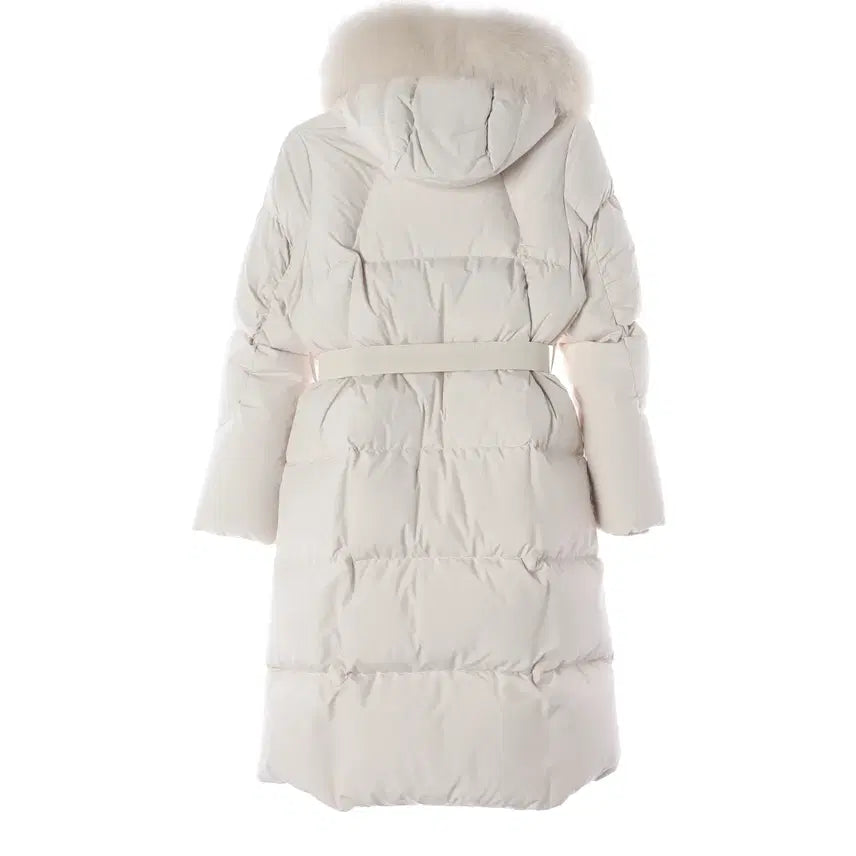 [BUNJANG] Zooc Fox Fur Goose Down Long Padding Jacket / 주크 22FW 천연모피 폭스퍼 구스다운 웨이스트백 벨트 롱 패딩
