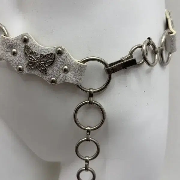[BUNJANG] Y2K Butterfly White Ring Belt / Y2K 나비 화이트 링 벨트