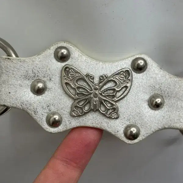 [BUNJANG] Y2K Butterfly White Ring Belt / Y2K 나비 화이트 링 벨트