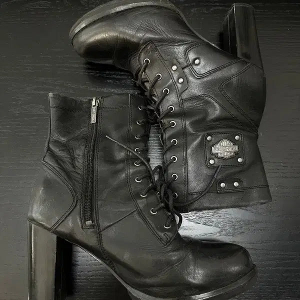 [BUNJANG] Harley Davidson Lace-Up Heel Boots / 할리데이비슨 레이스업 힐 부츠