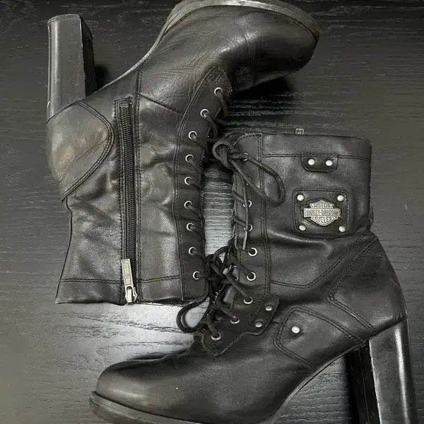[BUNJANG] Harley Davidson Lace-Up Heel Boots / 할리데이비슨 레이스업 힐 부츠