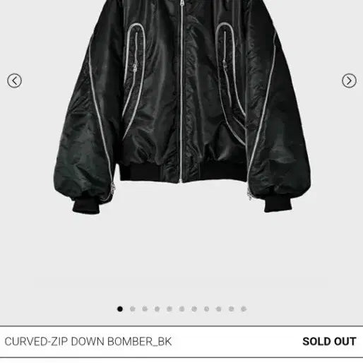 [BUNJANG] Kode Curved Zipper Black Down Bomber Jacket / 코드 커브드 지퍼 블랙 다운 봄버