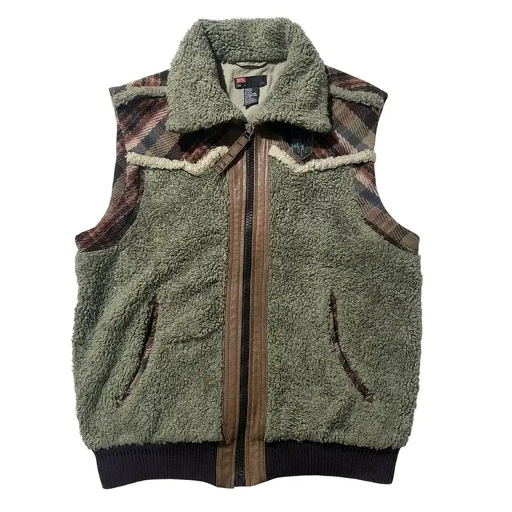 [SOLD OUT] [XL] Diesel 디젤 웨스턴 체크 후리스 베스트 조끼