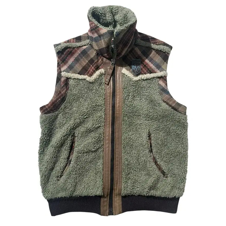 [SOLD OUT] [XL] Diesel 디젤 웨스턴 체크 후리스 베스트 조끼