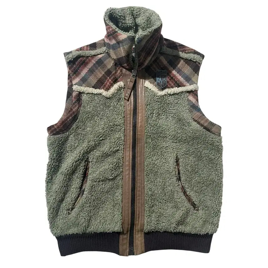 [SOLD OUT] [XL] Diesel 디젤 웨스턴 체크 후리스 베스트 조끼