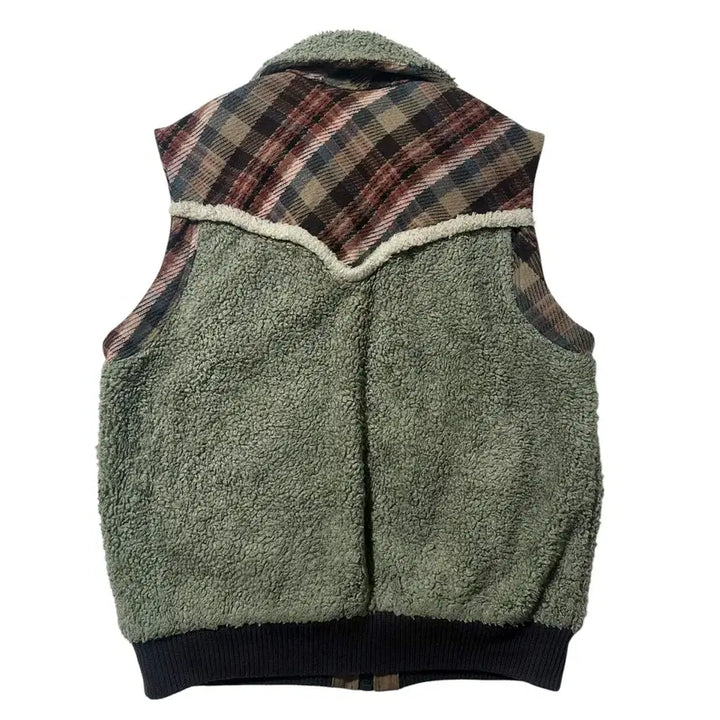 [SOLD OUT] [XL] Diesel 디젤 웨스턴 체크 후리스 베스트 조끼