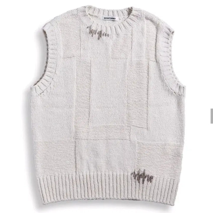 [BUNJANG] Monse Nu Hand-Stitched Knit Vest Ivory (L) / 몽세누 핸드 스티치드 니트 베스트 아이보리 (L)