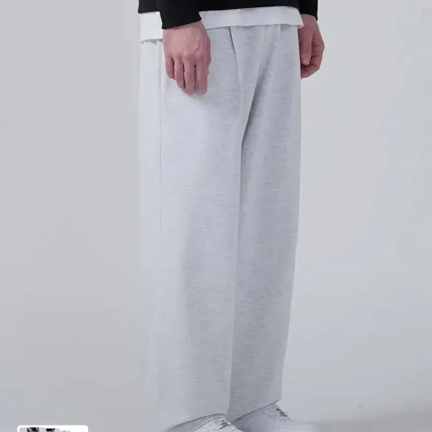 [BUNJANG] Gakkaiyunions Wide Sweat Pants Melange / 가까이유니언즈 와이드 스웨트 팬츠 멜란지