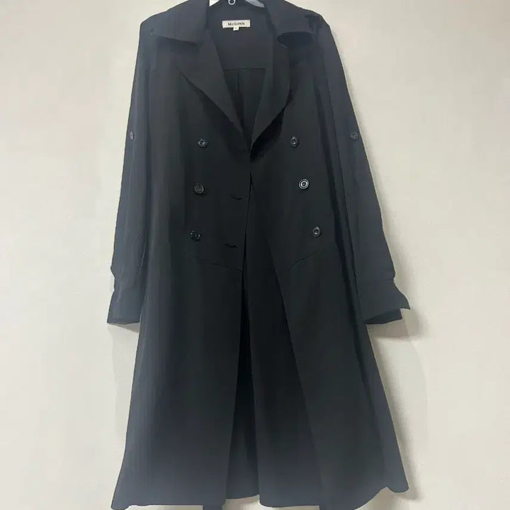 [BUNJANG] MAGGIN Trench Coat Black Polyester Blend Size 36 (55) / 맥긴 트렌치코트 36  55사이즈