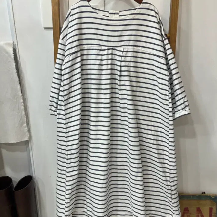 [BUNJANG] Mori Girl Mood Striped Cotton Dress / 모리걸 무드 스트라이프 코튼 원피스