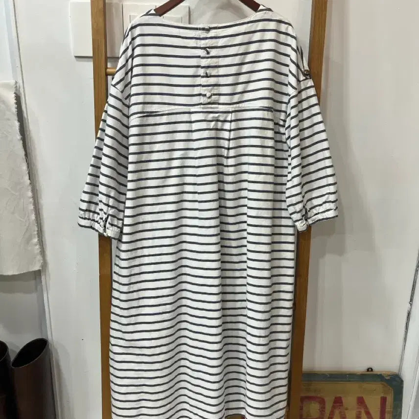 [BUNJANG] Mori Girl Mood Striped Cotton Dress / 모리걸 무드 스트라이프 코튼 원피스