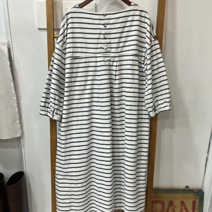 [BUNJANG] Mori Girl Mood Striped Cotton Dress / 모리걸 무드 스트라이프 코튼 원피스