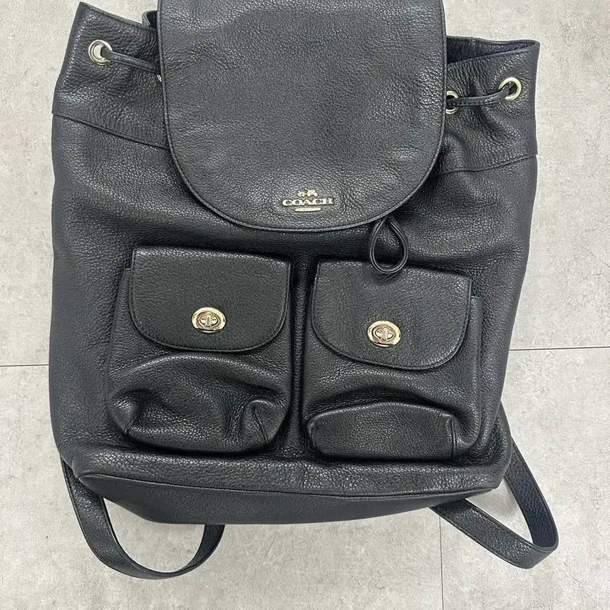 [BUNJANG] Coach Leather Backpack / (정품) 코치 블랙 여성 가죽 백팩 급처