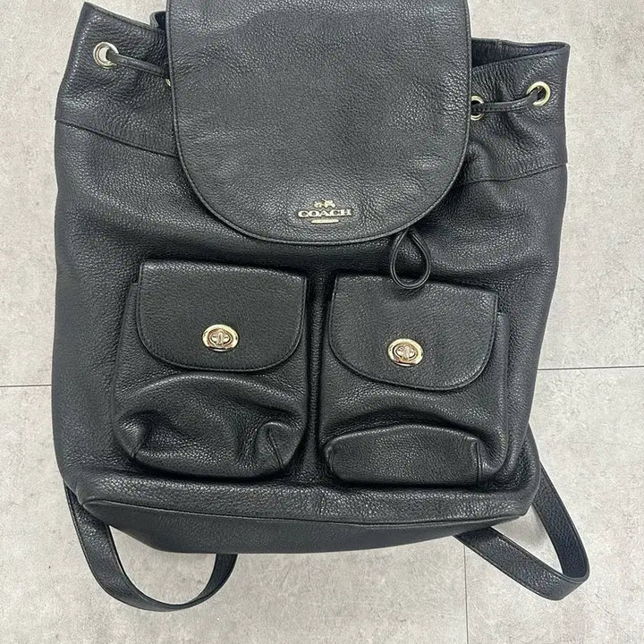[BUNJANG] Coach Leather Backpack / (정품) 코치 블랙 여성 가죽 백팩 급처