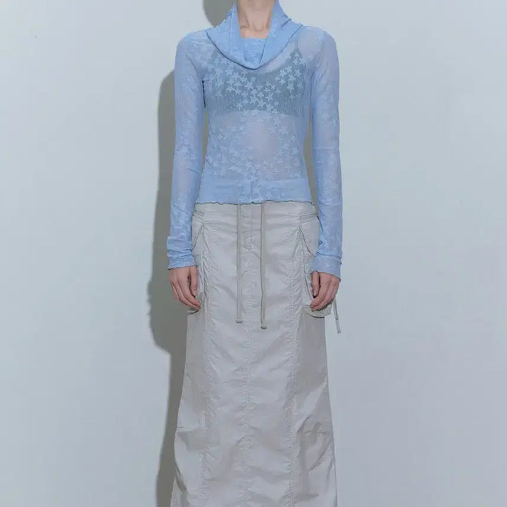 [BUNJANG] Sculptor Sheer Long Sleeve Top Baby Blue / (반택포) Sculptor 스컬프터 시스루 탑 베이비블루