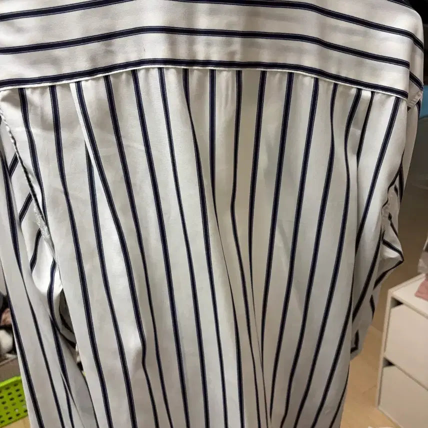 [BUNJANG] Comme Homme White/Navy Stripe Shirt / 꼼므옴므 흰색/네이비 스트라이프 셔츠