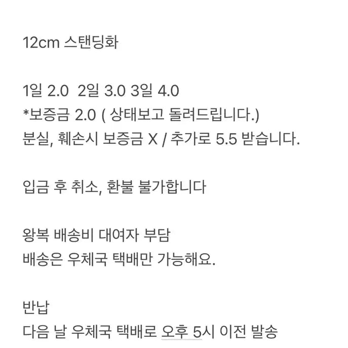 [SOLD OUT] 12cm 스탠딩화 대여 235 ~ 240