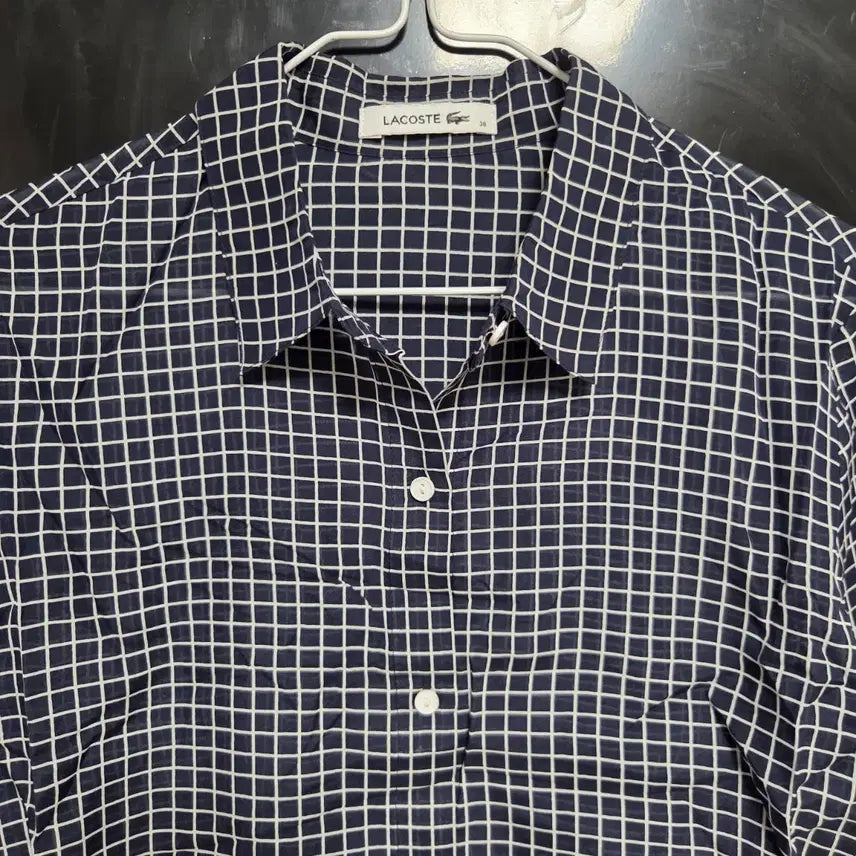 [BUNJANG] Lacoste Checkered Cotton Shirt M-L / Lacoste 체크 셔츠 M-L