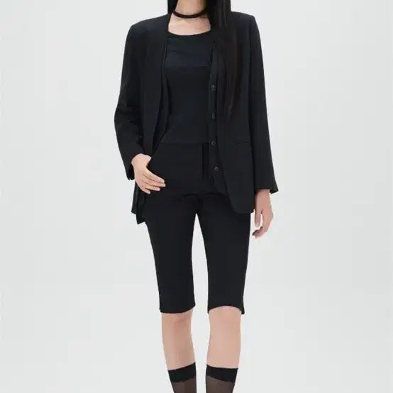 [BUNJANG] MIXXO Black Collarless Jacket / 미쏘 블랙 노카라자켓