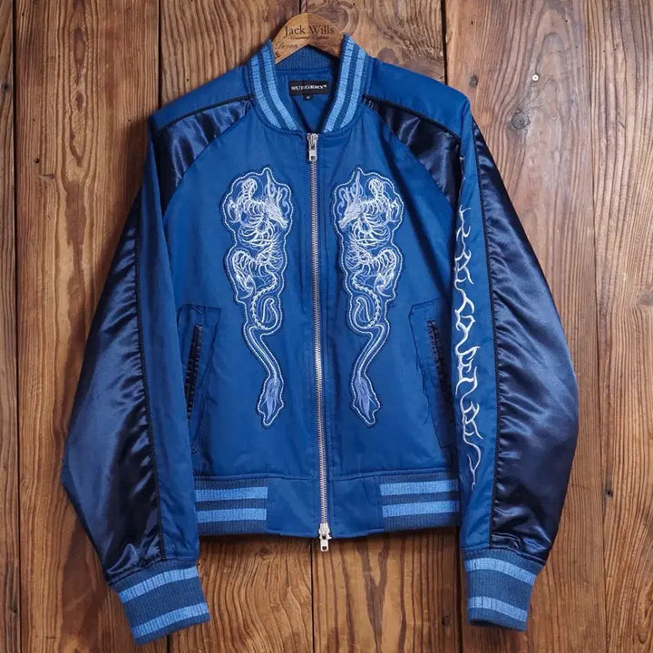 [BUNJANG] Surgery Mir Sukajan Blue Jacket / 써저리 미르 스카잔 블루 자켓