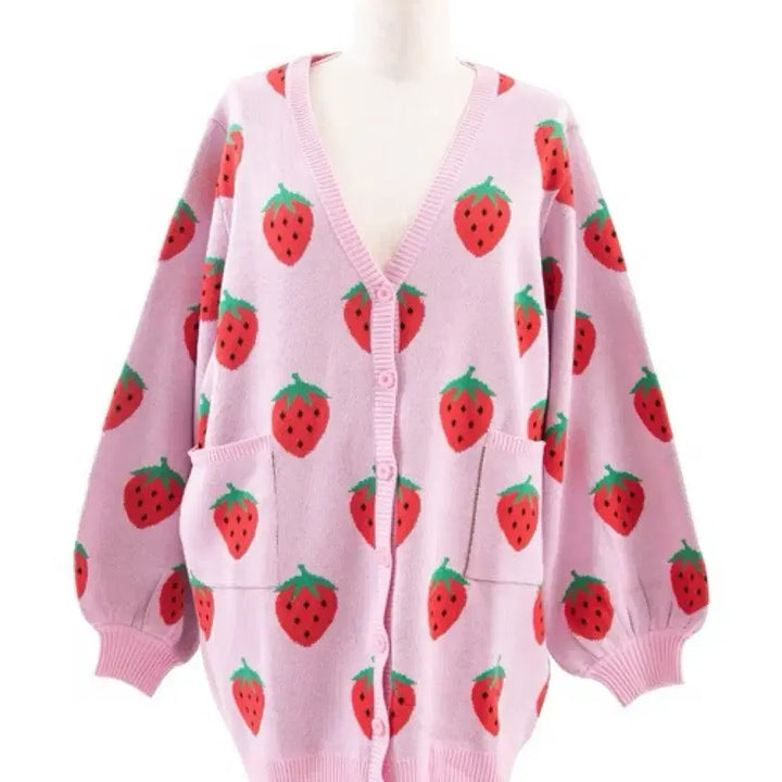 [BUNJANG] Punyus Strawberry Pink Cardigan / Punyus 푸뉴즈 딸기 핑크 카디건 가디건 양산형 지뢰계