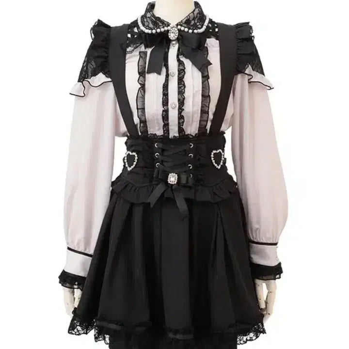 [BUNJANG] Liz Lisa Suspender Lace-up Cask Cool Skirt / 리즈리사 서스펜더 레이스 업 카슈쿨 스커트