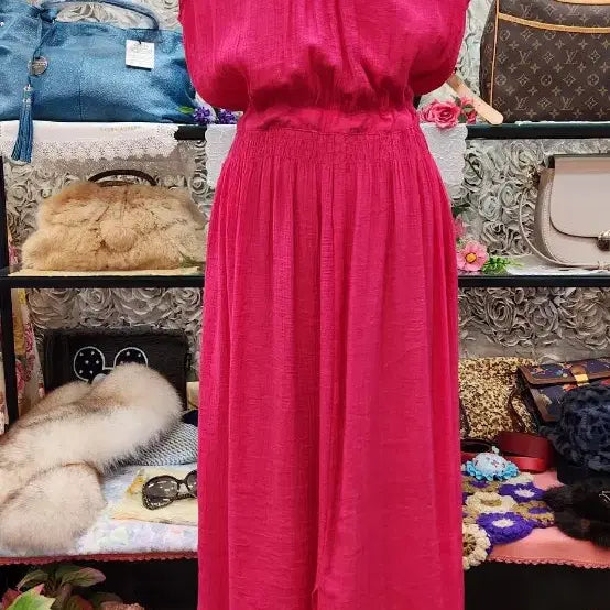 [BUNJANG] BOU JELOUD Hot Pink Rayon Blend Long Dress / BOU JELOUD 롱원피스 (55 66)