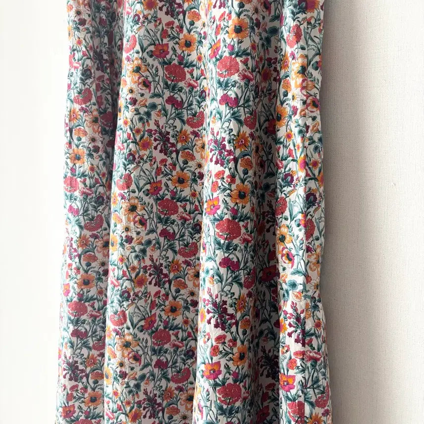 [BUNJANG] Cotton Floral Flare Long Skirt / 코튼 플라워 롱 스커트