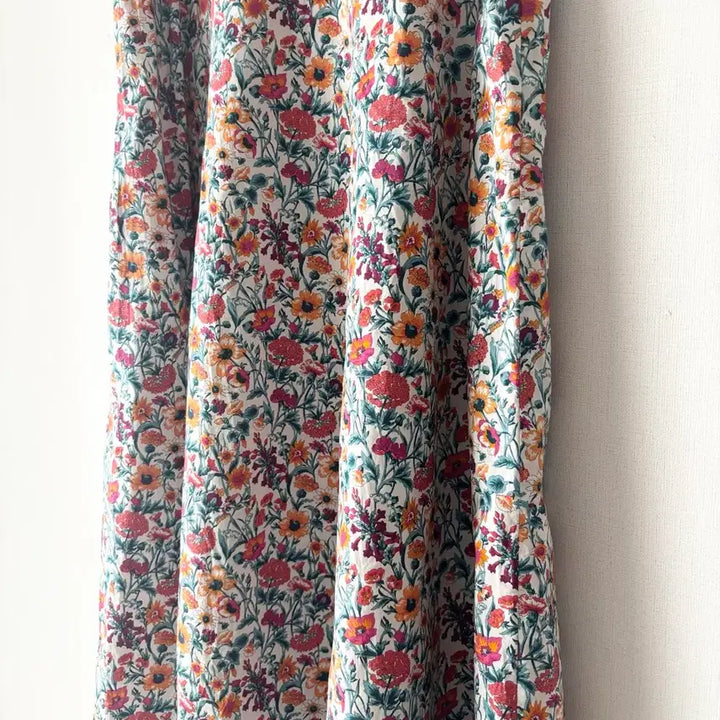 [BUNJANG] Cotton Floral Flare Long Skirt / 코튼 플라워 롱 스커트