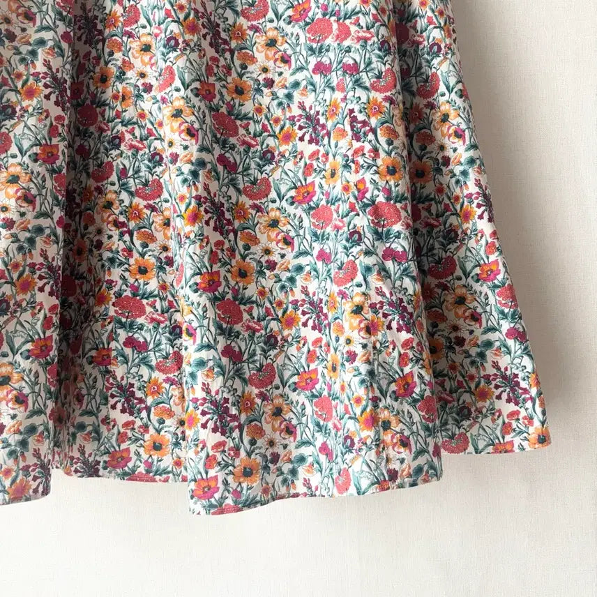 [BUNJANG] Cotton Floral Flare Long Skirt / 코튼 플라워 롱 스커트
