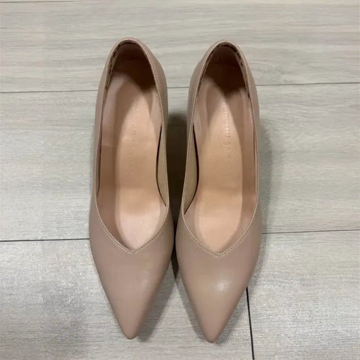 [BUNJANG] Handmade Beige Leather Pumps 230mm / 백화점수제화 베이지 천연 양가죽 펌프스 230사이즈 굽 7cm 새상품