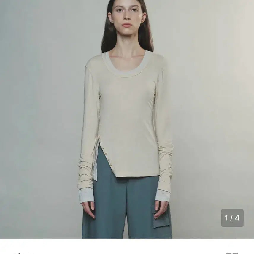 [BUNJANG] Enor Button Top - Beige (Size S) / 엔오르 버튼탑