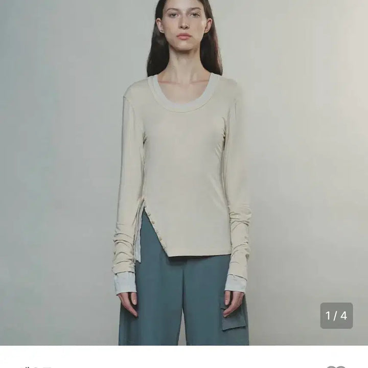 [BUNJANG] Enor Button Top - Beige (Size S) / 엔오르 버튼탑
