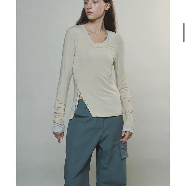 [BUNJANG] Enor Button Top - Beige (Size S) / 엔오르 버튼탑