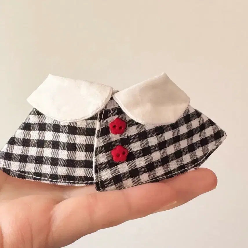 [BUNJANG] 10cm Doll Checkered Cape Collar / 10cm 10깅 인형옷 체크 망토 칼라 판매 양도
