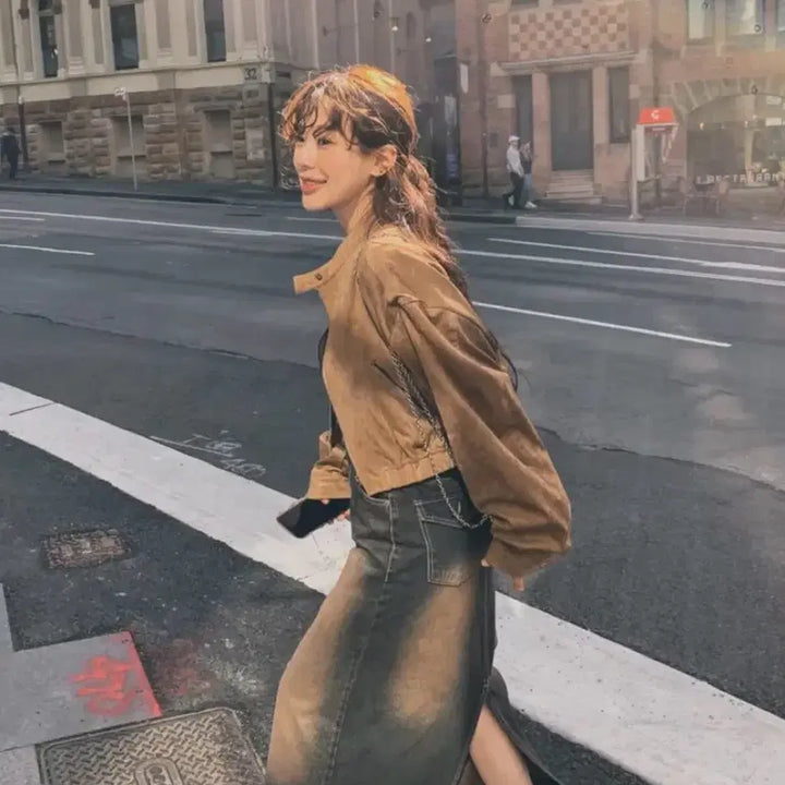 [BUNJANG] Beanbl Brown Beroce Suede Blouson Jumper / 할인) 빈블 브라운 베로시 스웨이드 블루종 점퍼
