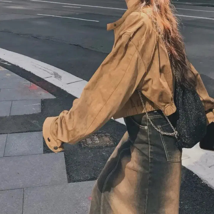 [BUNJANG] Beanbl Brown Beroce Suede Blouson Jumper / 할인) 빈블 브라운 베로시 스웨이드 블루종 점퍼