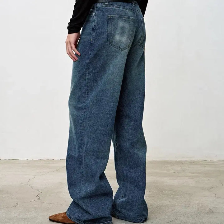 [BUNJANG] Toni Wek Wide-Leg Denim Jeans - Mid Blue (Size 28) / 토니웩 WIDE-LEG DENIM JEANS_ MID BLUE 28