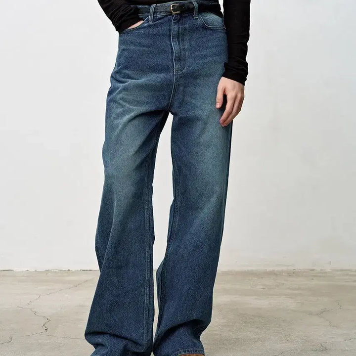 [BUNJANG] Toni Wek Wide-Leg Denim Jeans - Mid Blue (Size 28) / 토니웩 WIDE-LEG DENIM JEANS_ MID BLUE 28