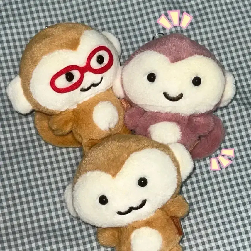 [BUNJANG] Pink Roo Sweet Potato Monkey Mascot Keychain Doll / 핑루 고구마숭이 원숭이 마스코트 인형 키링