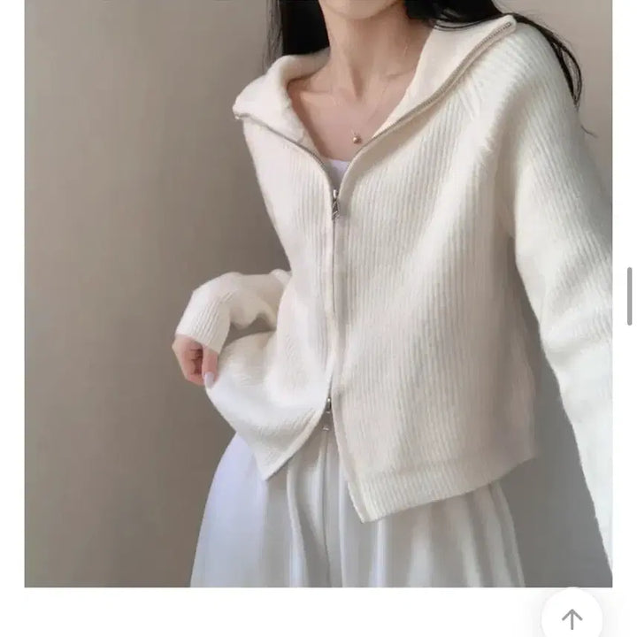 [BUNJANG] White Knit Zip-Up / 흰색 니트 집업