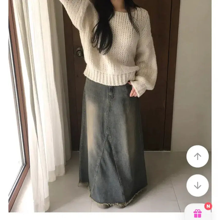 [BUNJANG] Off-Shoulder Ivory Knit Sweater / 오프숄더 아이보리 니트